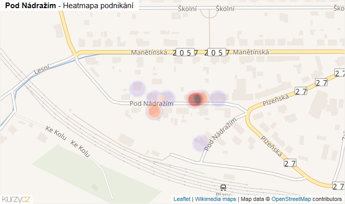 Mapa Pod Nádražím - Firmy v ulici.