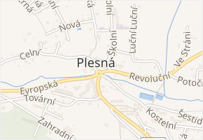 Náměstí Svobody v obci Plesná - mapa ulice