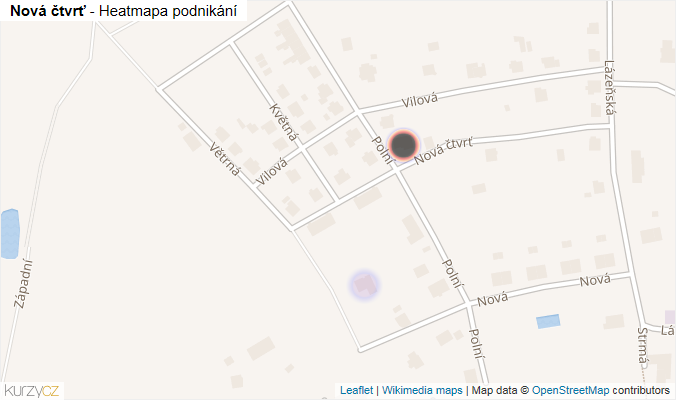 Mapa Nová čtvrť - Firmy v ulici.