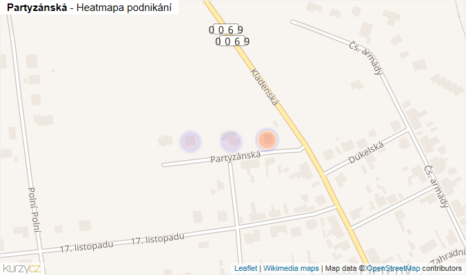 Mapa Partyzánská - Firmy v ulici.