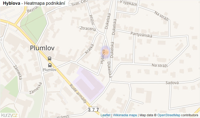Mapa Hyblova - Firmy v ulici.