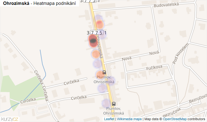 Mapa Ohrozimská - Firmy v ulici.