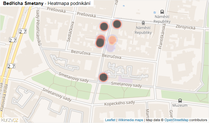 Mapa Bedřicha Smetany - Firmy v ulici.