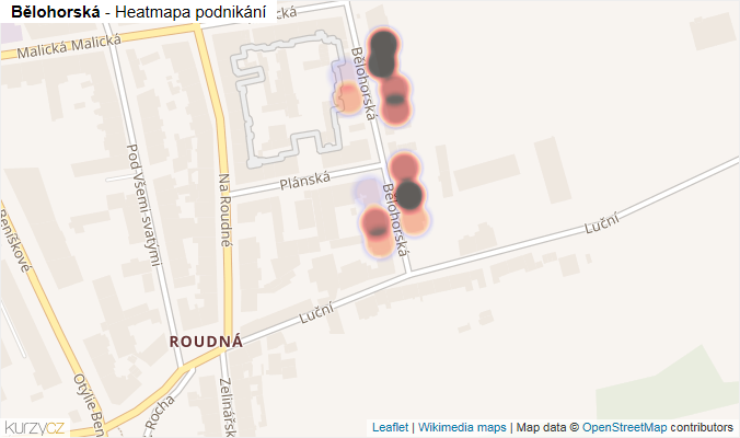 Mapa Bělohorská - Firmy v ulici.