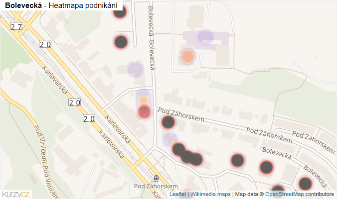 Mapa Bolevecká - Firmy v ulici.