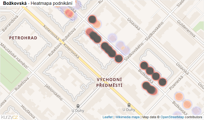 Mapa Božkovská - Firmy v ulici.