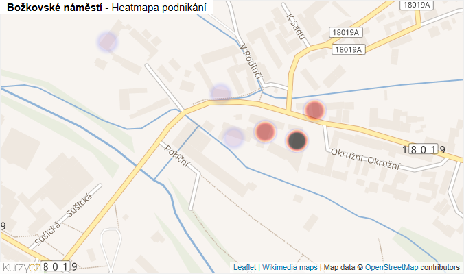 Mapa Božkovské náměstí - Firmy v ulici.