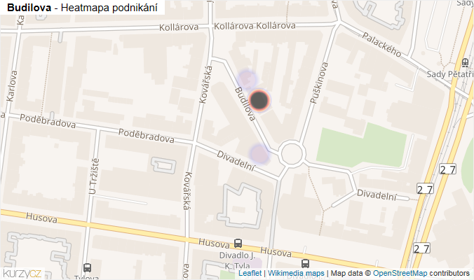 Mapa Budilova - Firmy v ulici.