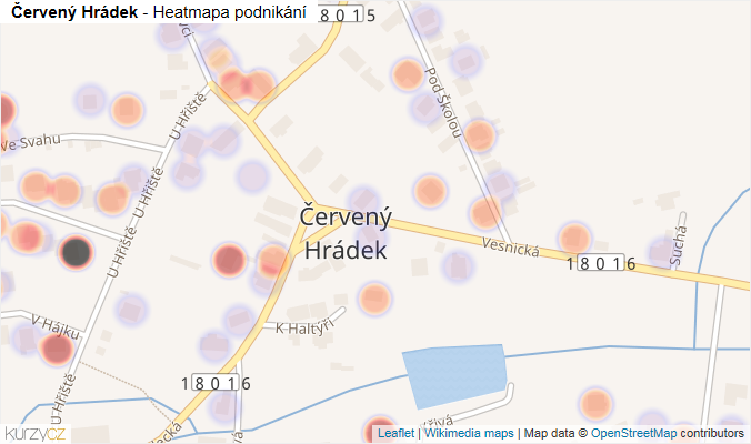 Mapa Červený Hrádek - Firmy v části obce.