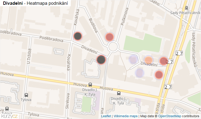 Mapa Divadelní - Firmy v ulici.