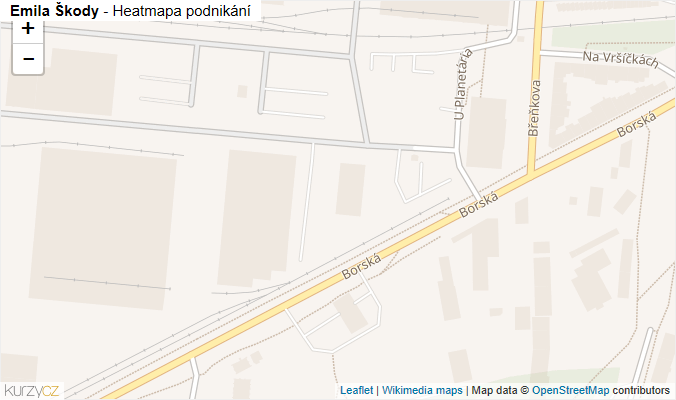 Mapa Emila Škody - Firmy v ulici.