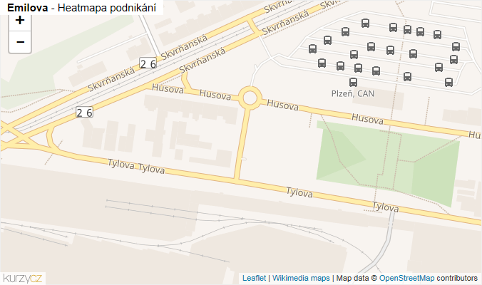 Mapa Emilova - Firmy v ulici.