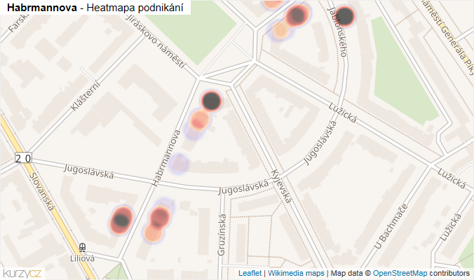 Mapa Habrmannova - Firmy v ulici.