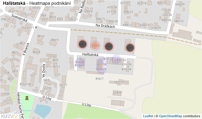 Mapa Halštatská - Firmy v ulici.