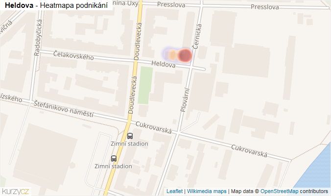 Mapa Heldova - Firmy v ulici.
