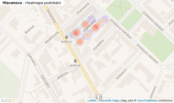 Mapa Hlavanova - Firmy v ulici.