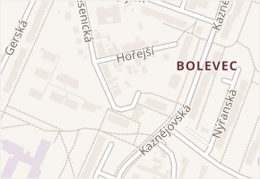 Hořejší v obci Plzeň - mapa ulice