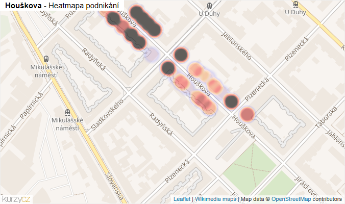 Mapa Houškova - Firmy v ulici.
