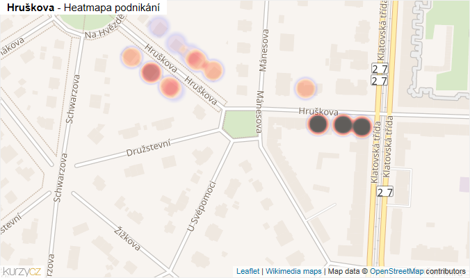 Mapa Hruškova - Firmy v ulici.