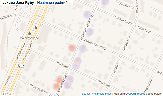 Mapa Jakuba Jana Ryby - Firmy v ulici.