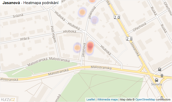 Mapa Jasanová - Firmy v ulici.