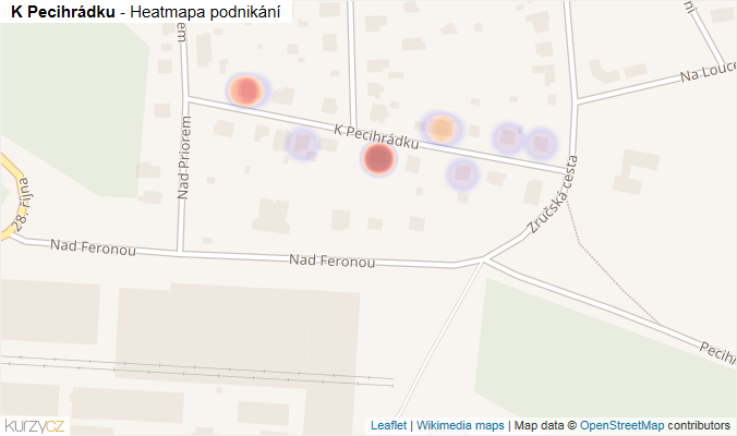 Mapa K Pecihrádku - Firmy v ulici.