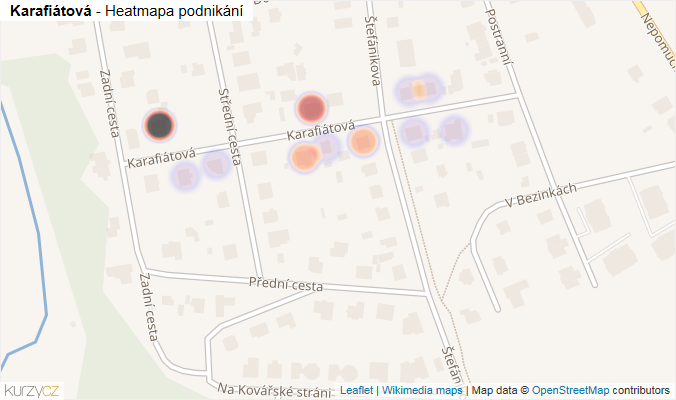 Mapa Karafiátová - Firmy v ulici.