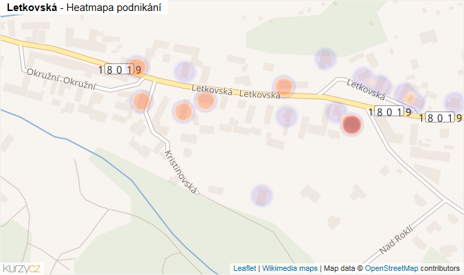 Mapa Letkovská - Firmy v ulici.