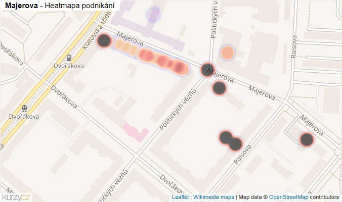 Mapa Majerova - Firmy v ulici.