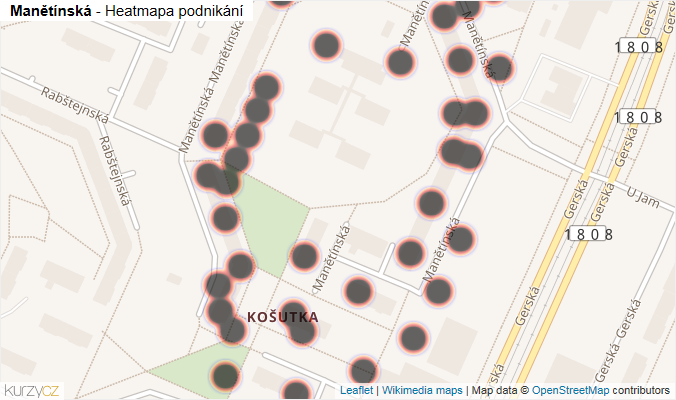 Mapa Manětínská - Firmy v ulici.