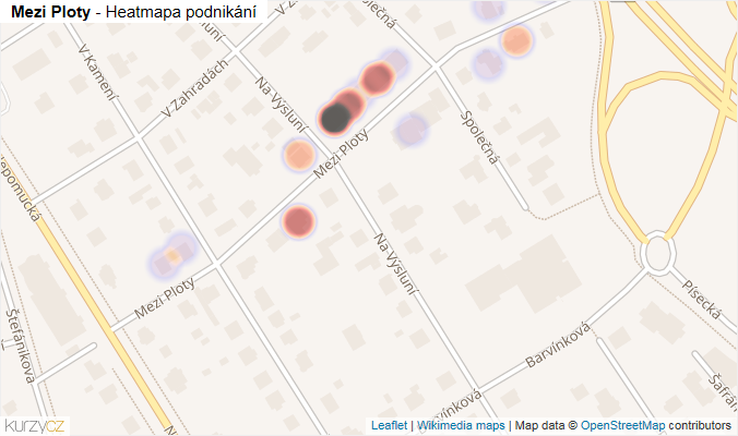 Mapa Mezi Ploty - Firmy v ulici.