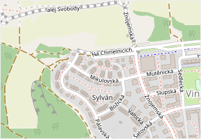 Mikulovská v obci Plzeň - mapa ulice