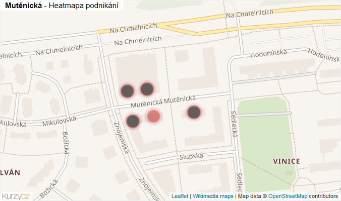 Mapa Mutěnická - Firmy v ulici.