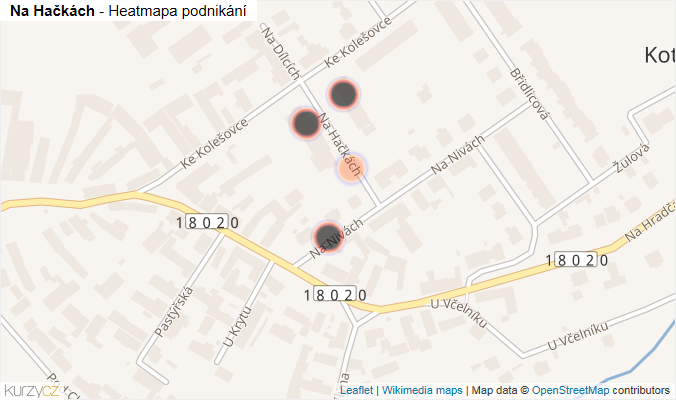 Mapa Na Hačkách - Firmy v ulici.
