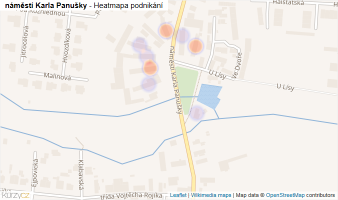 Mapa náměstí Karla Panušky - Firmy v ulici.