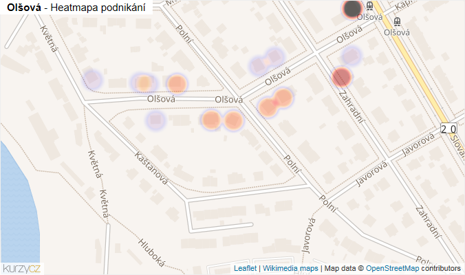 Mapa Olšová - Firmy v ulici.