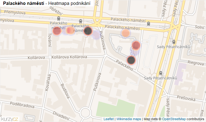 Mapa Palackého náměstí - Firmy v ulici.