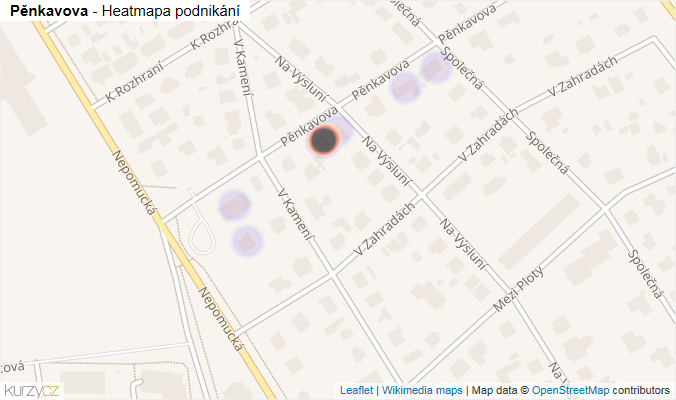 Mapa Pěnkavova - Firmy v ulici.