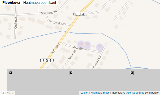 Mapa Pivoňková - Firmy v ulici.