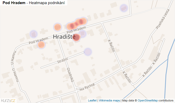 Mapa Pod Hradem - Firmy v ulici.
