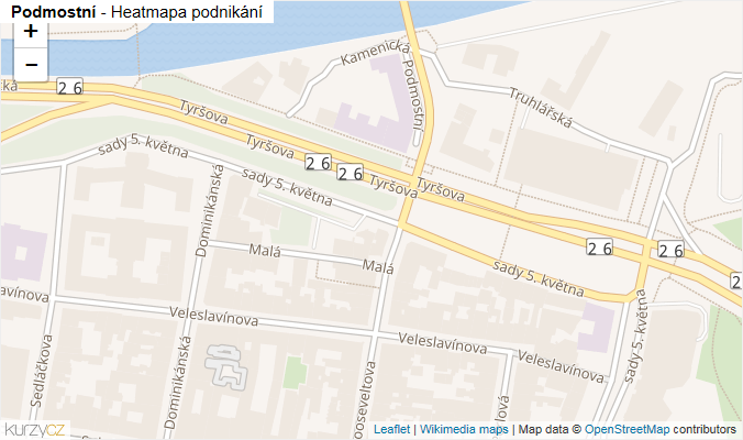 Mapa Podmostní - Firmy v ulici.