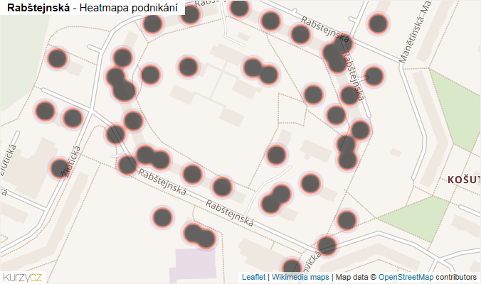 Mapa Rabštejnská - Firmy v ulici.