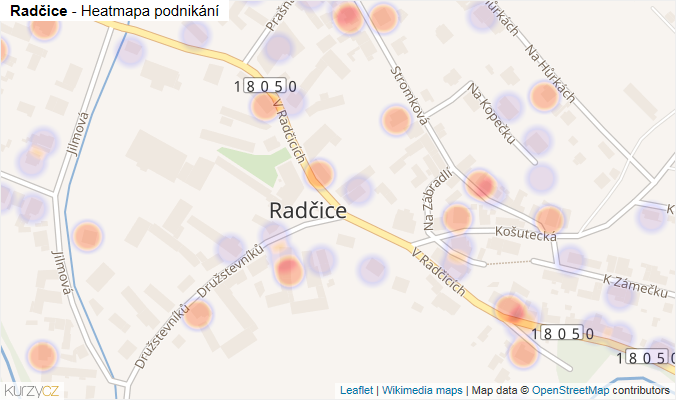 Mapa Radčice - Firmy v části obce.