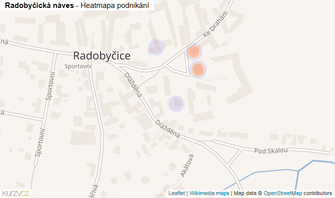 Mapa Radobyčická náves - Firmy v ulici.