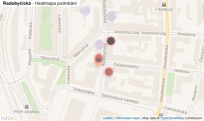 Mapa Radobyčická - Firmy v ulici.
