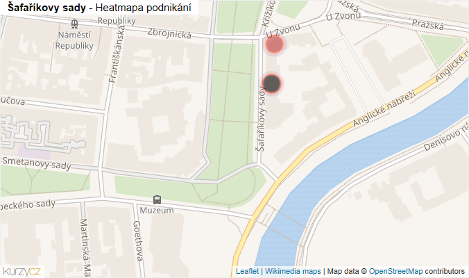 Mapa Šafaříkovy sady - Firmy v ulici.