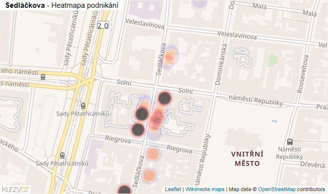 Mapa Sedláčkova - Firmy v ulici.