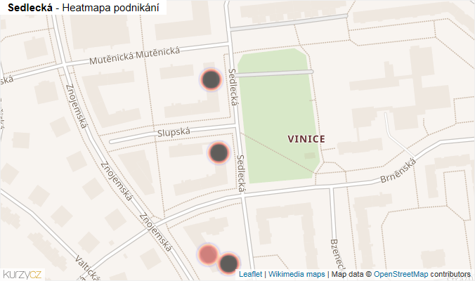 Mapa Sedlecká - Firmy v ulici.