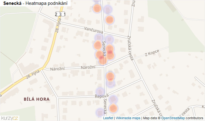 Mapa Senecká - Firmy v ulici.