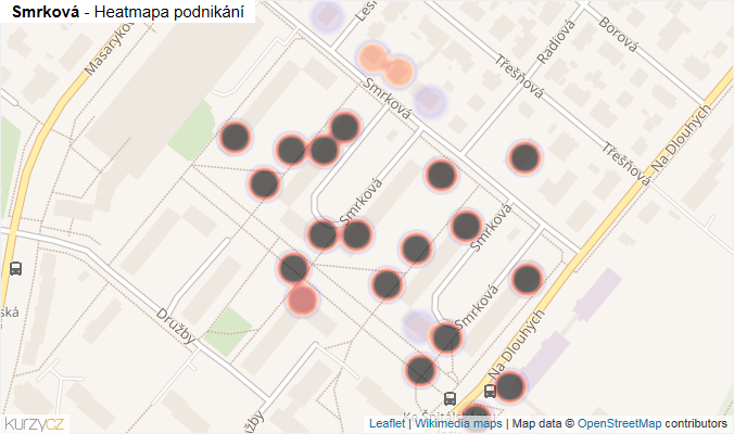 Mapa Smrková - Firmy v ulici.